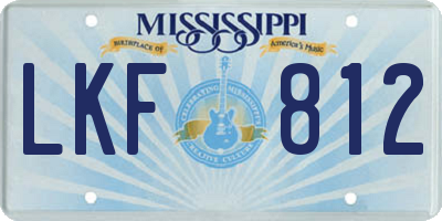 MS license plate LKF812