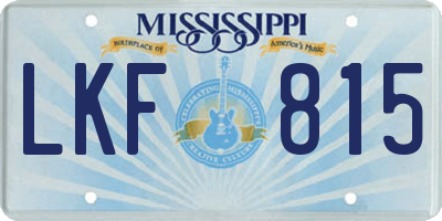 MS license plate LKF815