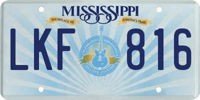 MS license plate LKF816