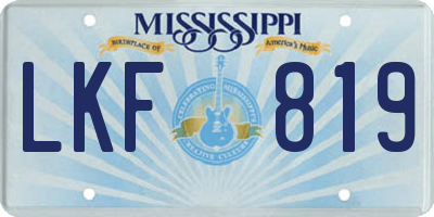 MS license plate LKF819