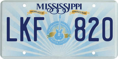 MS license plate LKF820