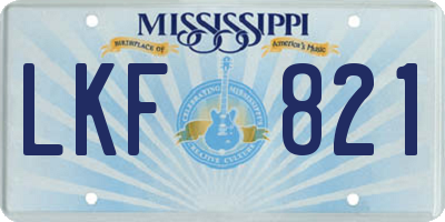 MS license plate LKF821