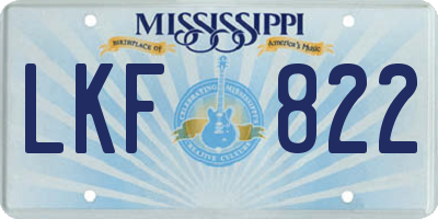 MS license plate LKF822
