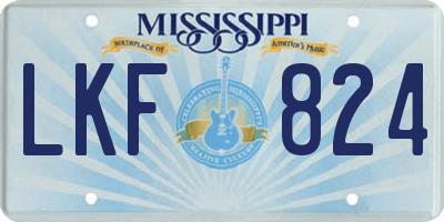 MS license plate LKF824