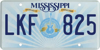 MS license plate LKF825