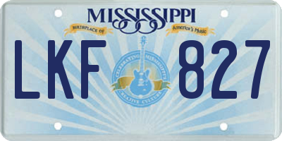 MS license plate LKF827