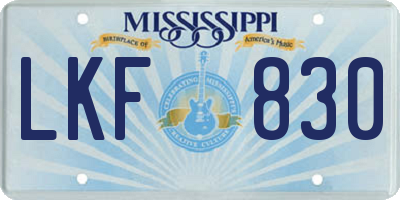 MS license plate LKF830