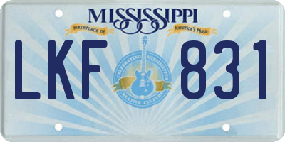 MS license plate LKF831