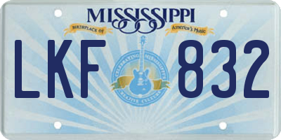 MS license plate LKF832
