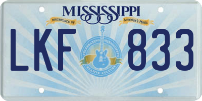 MS license plate LKF833