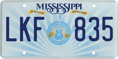 MS license plate LKF835