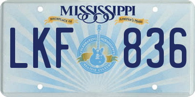 MS license plate LKF836