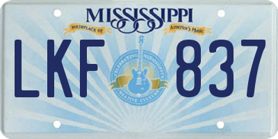 MS license plate LKF837