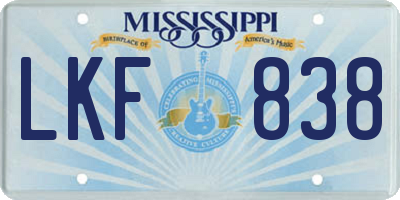 MS license plate LKF838