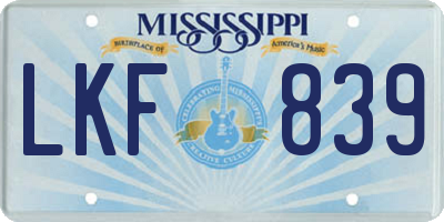 MS license plate LKF839