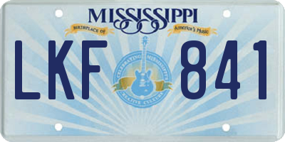 MS license plate LKF841