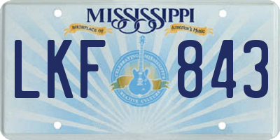 MS license plate LKF843