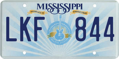 MS license plate LKF844