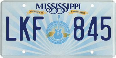 MS license plate LKF845