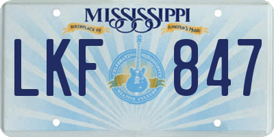 MS license plate LKF847