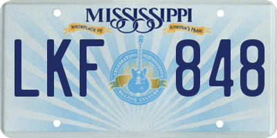 MS license plate LKF848