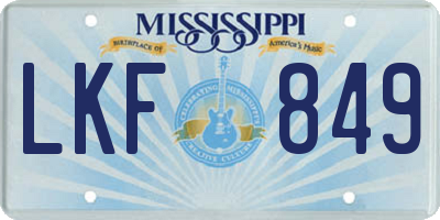 MS license plate LKF849