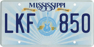 MS license plate LKF850