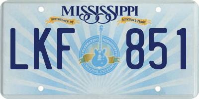 MS license plate LKF851