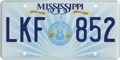 MS license plate LKF852