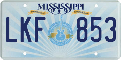 MS license plate LKF853