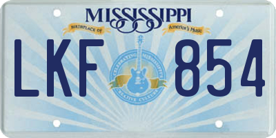 MS license plate LKF854