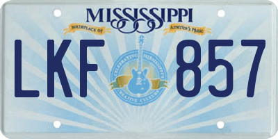 MS license plate LKF857