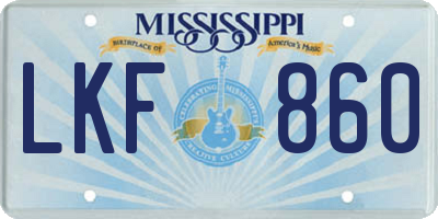 MS license plate LKF860