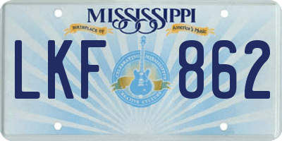 MS license plate LKF862