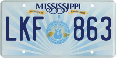 MS license plate LKF863