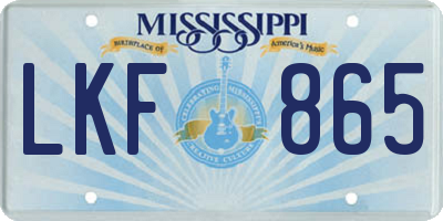 MS license plate LKF865