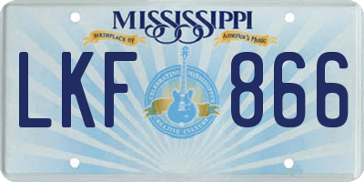 MS license plate LKF866