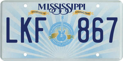 MS license plate LKF867