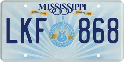 MS license plate LKF868