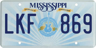 MS license plate LKF869