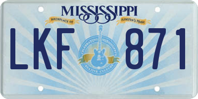 MS license plate LKF871