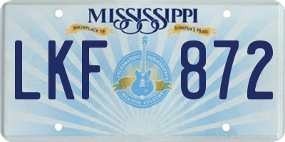 MS license plate LKF872