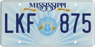 MS license plate LKF875