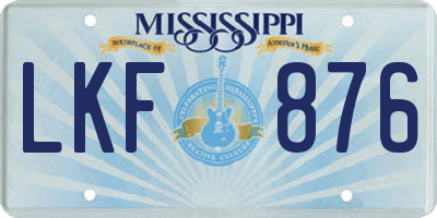 MS license plate LKF876