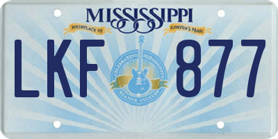 MS license plate LKF877
