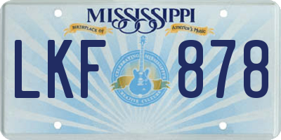 MS license plate LKF878
