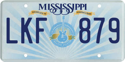 MS license plate LKF879