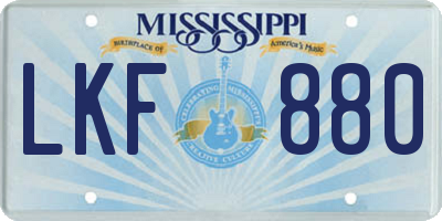 MS license plate LKF880