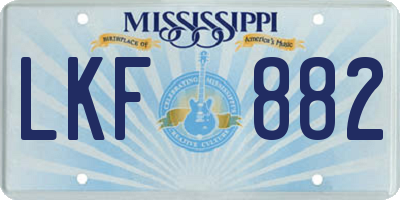 MS license plate LKF882