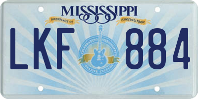 MS license plate LKF884